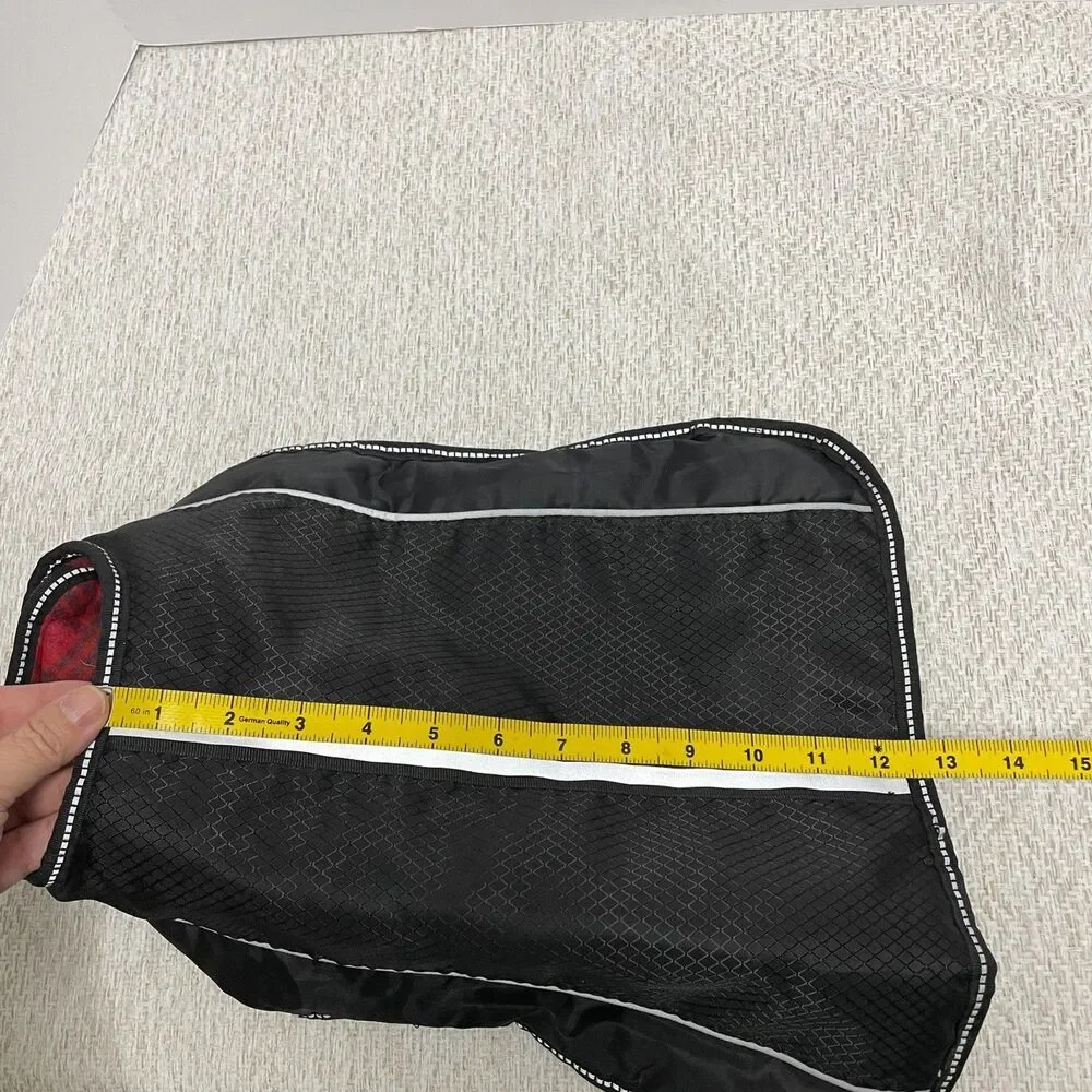 Top Paw Dog M Black Reflective Coat with Red Plaid Lining Waterproof